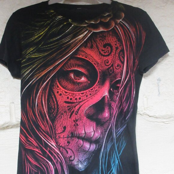 Tops - Colorful Day of the Dead Sugar Skull Tee
